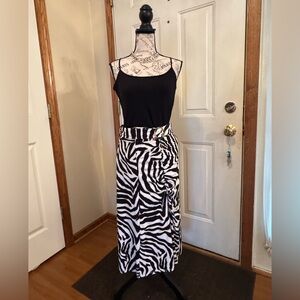 White House Black Market Zebra Jersey Knit Midi Skirt SIZE M